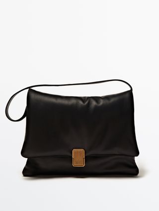 Massimo Dutti + Padded Nappa Leather Maxi Shoulder Bag