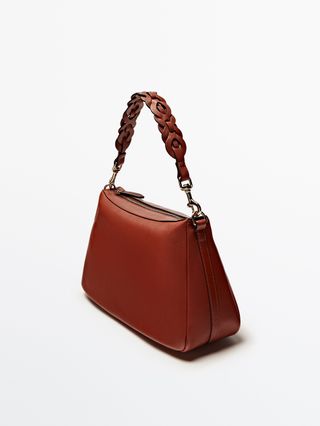 Massimo Dutti + Leather Shoulder Bag With Interwoven Strap