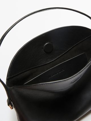 Massimo Dutti + Rectangular Nappa Leather Crossbody Bag in Black