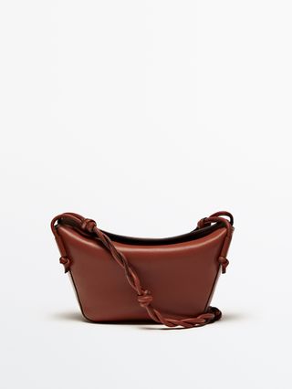 Massimo Dutti + Leather Crossbody Bag With Woven Strap