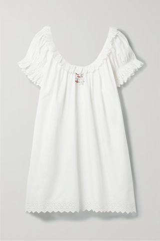 Dôen + Musette Embroidered Broderie Anglaise Mini Dress