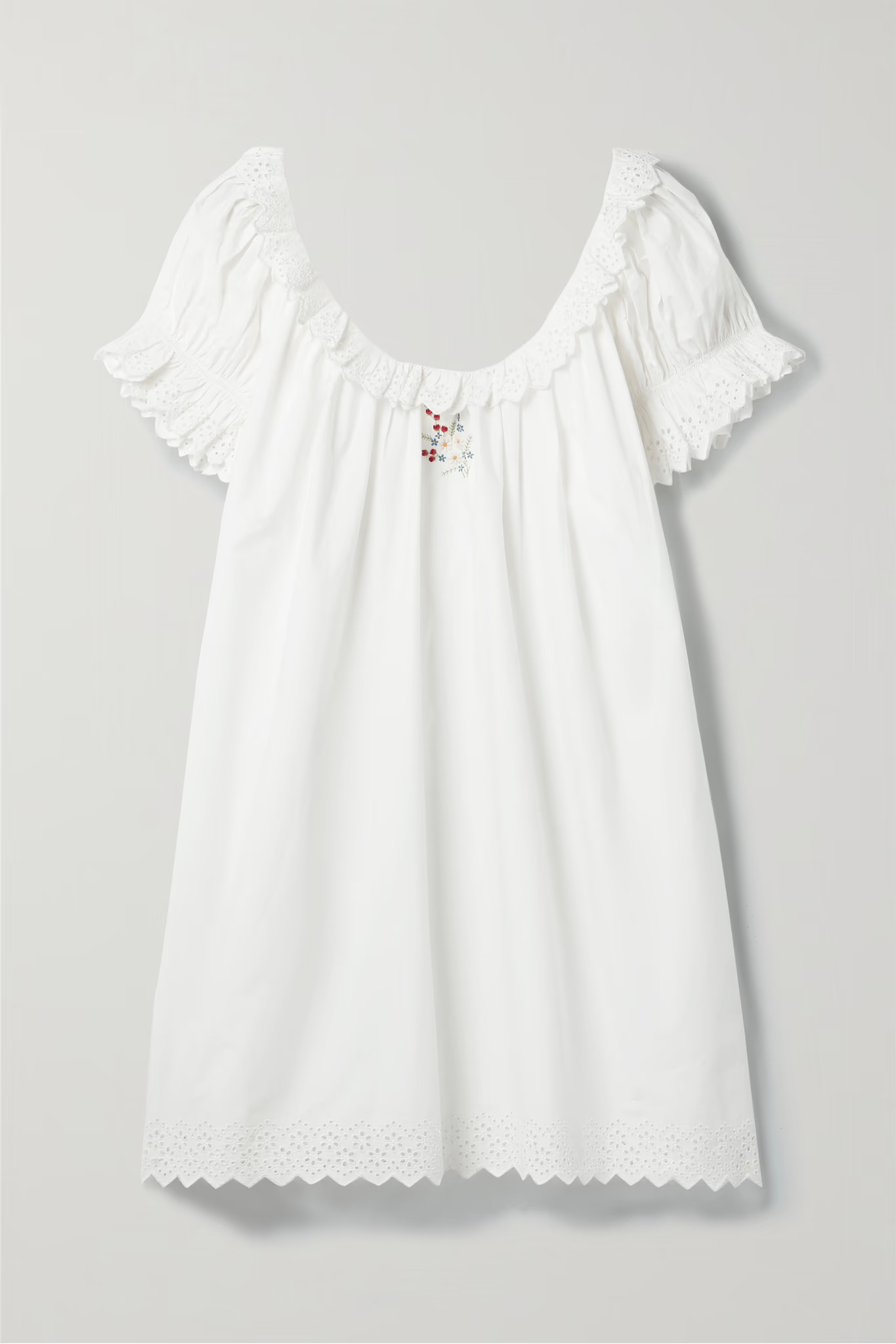 Dôen + Musette Embroidered Broderie Anglaise Mini Dress