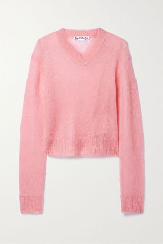 Acne Studios + Cropped Open-Knit Mohair-Blend Sweater
