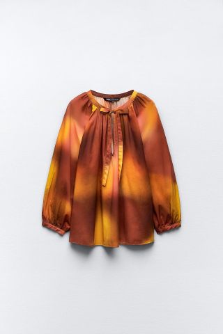 Zara + Tie Dye Print Oversized Blouse