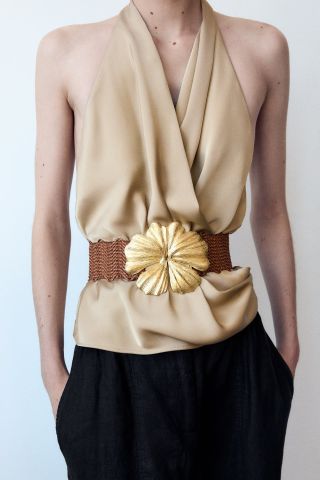 Zara + Floral Stretch Belt