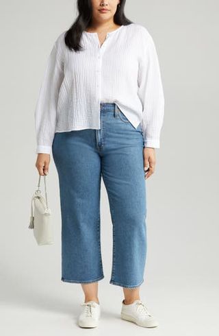 Nordstrom + Button-Up Gauze Top