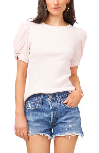 1.State + Puff Sleeve Rib Knit T-Shirt