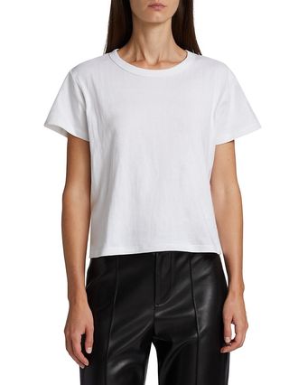 Leset + Margo Cotton Cropped T-Shirt in White