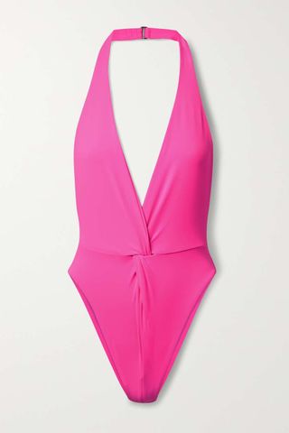 Mara Hoffman + + Net Sustain Gabriela Neon Stretch-Econyl Halterneck Swimsuit
