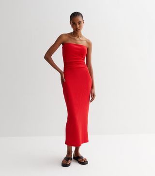 New Look + Red Bandeau Midaxi Dress