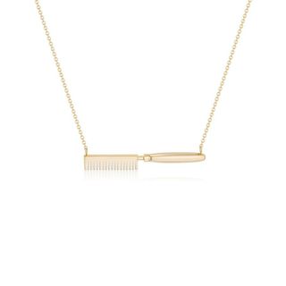 Lorraine West Jewelry + Hot Comb Pendant Necklace in Solid 14k Yellow Gold