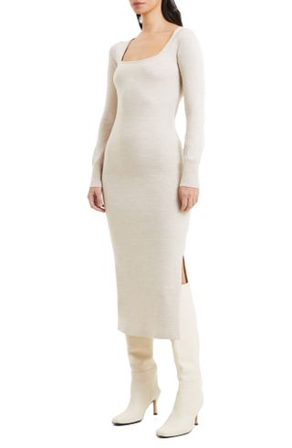 French Connection + Babysoft Square Neck Long Sleeve Midi Dress