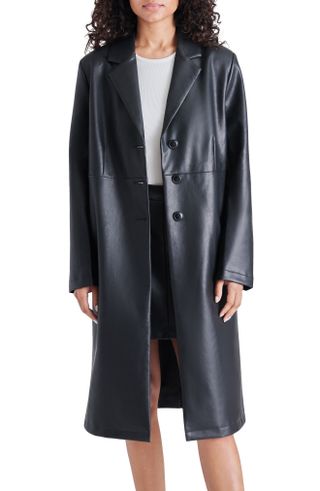 Steve Madden + Tailored Faux Leather Trench Coat