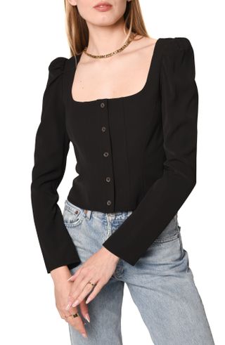 WAYF + Unforgettable Long Sleeve Puff Shoulder Top