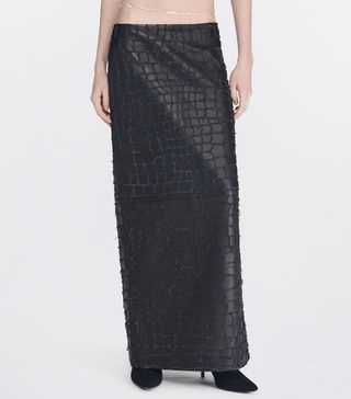 Dion Lee + Snake Etched Leather Maxi Skirt