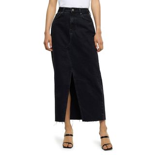 River Island + Cotton Nonstretch Denim Maxi Skirt