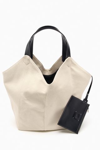 Zara + Large Contrast Canvas Bag