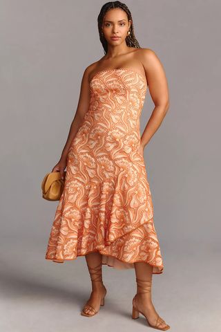 By Anthropologie + By Anthropologie Strapless A-Line Ruffle-Hem Dress