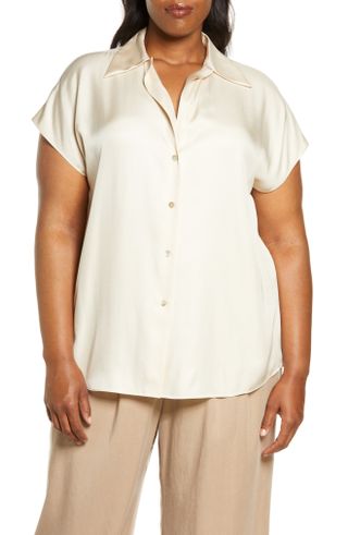 Vince + Silk Blend Button-Up Shirt