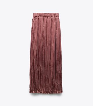 Zara + Long Wrinkle Effect Skirt