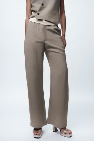 Zara + Contrast Waist Pants