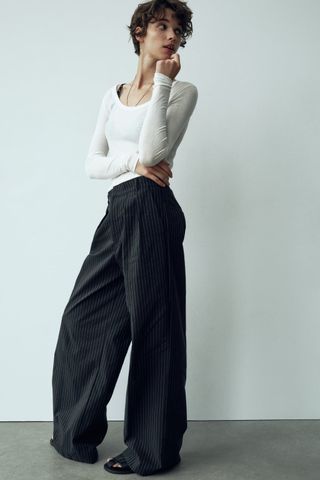 Zara + Full-Length Pinstripe Pants