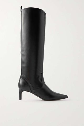 Brunello Cucinelli + Bead-Embellished Leather Knee Boots