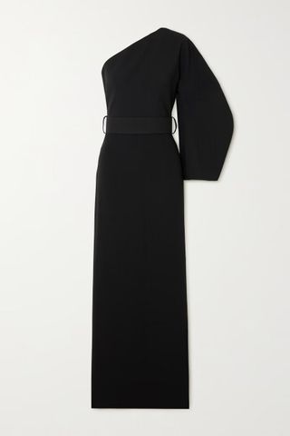 Solace London + Zaya One-Shoulder Belted Crepe Maxi Dress