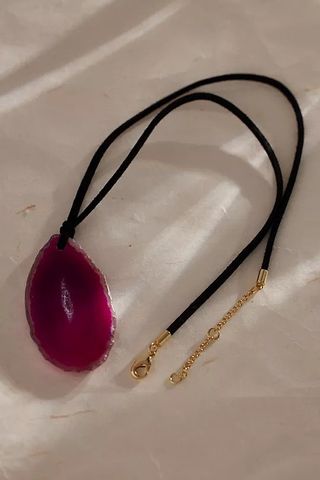 Anthropologie + Agate Stone Pendant Cord Necklace