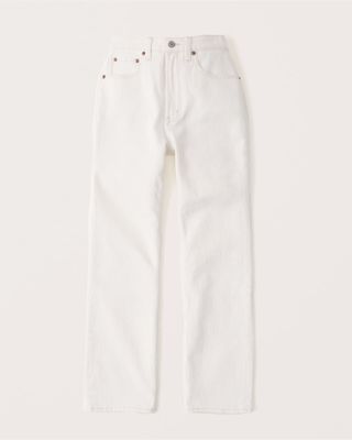 Abercrombie & Fitch + Curve Love Ultra High Rise Ankle Straight Jean in Cream