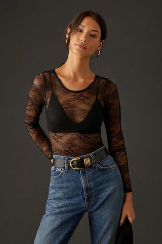 By Anthropologie + The Harlowe Lace Bodysuit