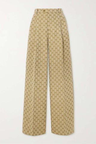 Gucci + Linen and Cotton-Blend Jacquard Wide-Leg Pants