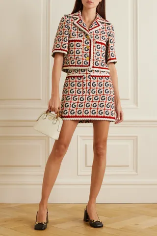 Gucci + Cotton-Blend Tweed-Lamé Mini Skirt