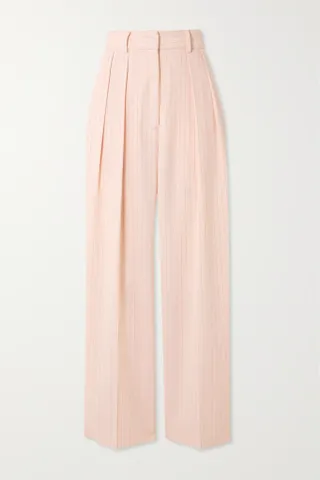 Frankie Shop + Tansy Pleated Pinstriped Crepe De Chine Straight-Leg Pants