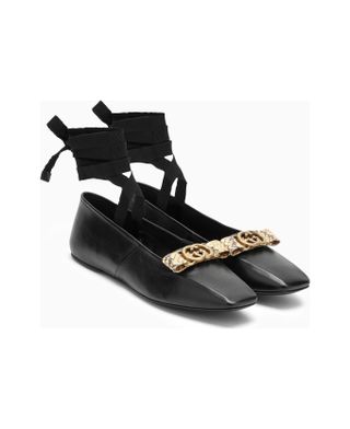 Gucci + Black Ballerina With Ribbons