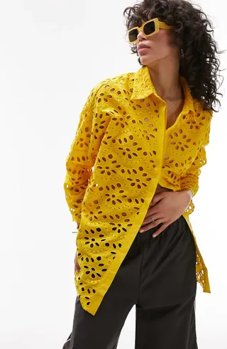 Topshop + Broderie Anglaise Oversize Button-Up Shirt