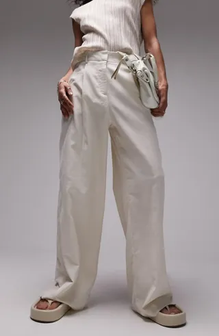 Topshop + Cotton & Linen Wide Leg Trousers