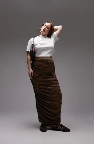 Topshop + Curve Ruched Maxi Skirt