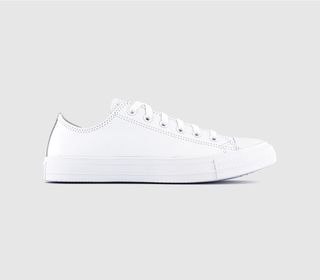 Converse + Converse All Star Low Leather Trainers in White Mono Leather