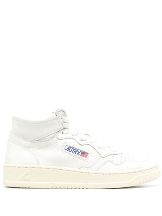 Autry + White Medalist High-Top Leather Sneakers