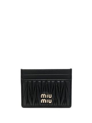 Miu Miu + Black Matelassé Leather Cardholder
