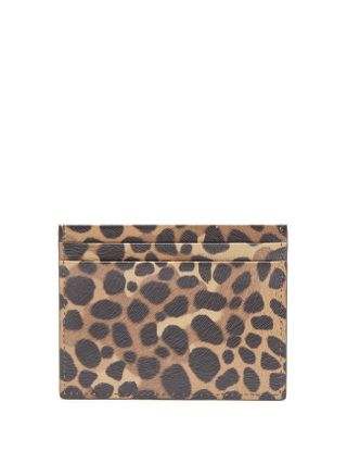 Christian Louboutin + Kios Cone-Stud Leopard-Print Leather Cardholder