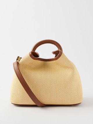 Elleme + Baozi Leather-Trim Raffia Cross-Body Bag