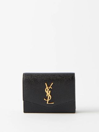 Saint Lauren + YSL-Plaque Grained-Leather Cardholder
