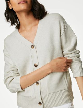M&S Collection + Recycled Blend V-Neck Button Front Cardigan
