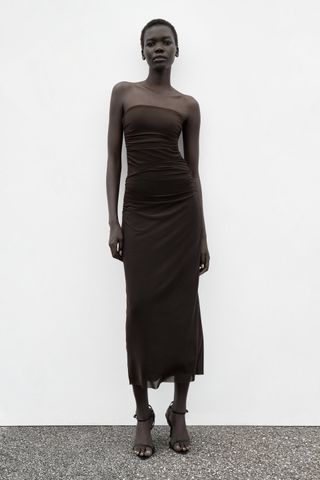 Zara + Strapless Ruched Dress