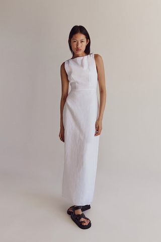 Dissh + Tyla White Linen Midi Dress