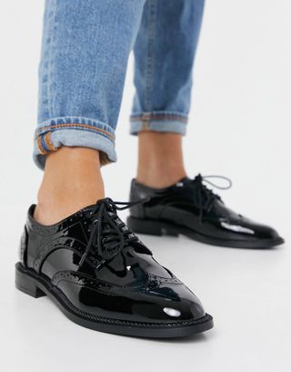 ASOS + Flat Lace Up Shoes in Black