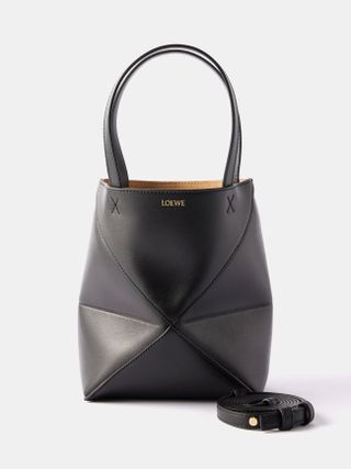 Loewe + Puzzle Fold Mini Leather Tote Bag in Black