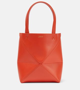 Loewe + Puzzle Fold Mini Leather Tote Bag in Orange